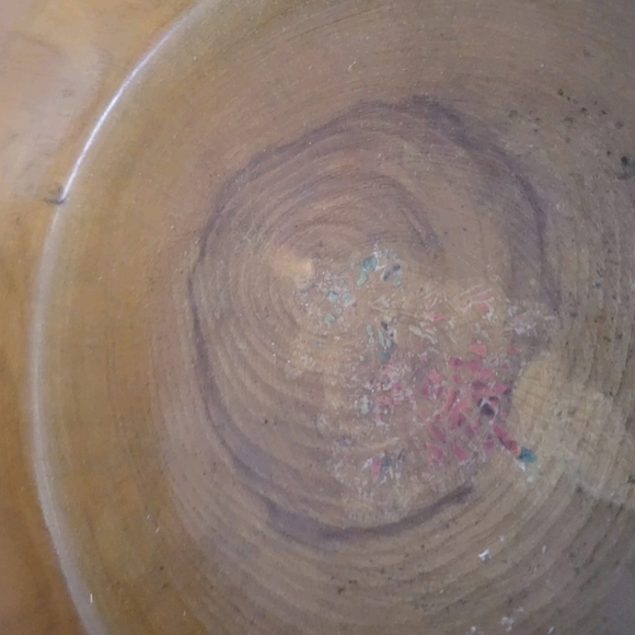 Vintage 10 Inch Rustic Wooden Bowl Basket With Wicker Handle - Picture 6 of 7